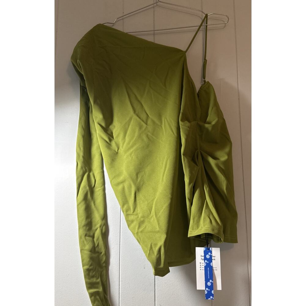 Cider One Shoulder Blouse, Green, Long Sleeve, Women's Regular, Size 2XL GG